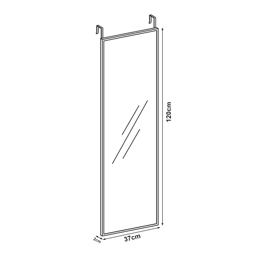 Espelho de porta Lesina com 2 ganchos de alumínio 120x37cm - Branco en.casa