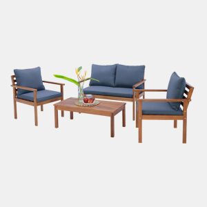 Conjunto de mobiliário de jardim Brittoli 4 peças acácia - Efeito madeiraCinza Certificado FSC® en.casa
