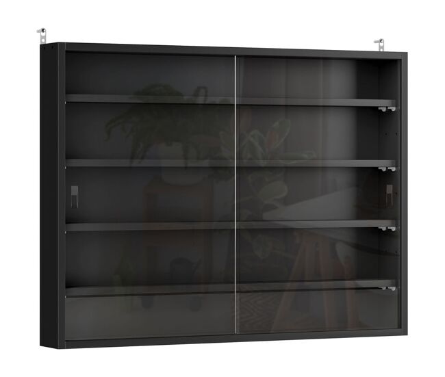 Homcom vitrina expositora para colecciones de 5 niveles, vitrina de pared, con estantes ajustables y 2 puertas correderas de vidrio, para perfumes,