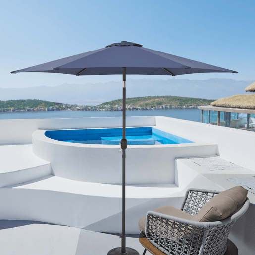 Guarda-sol Altino para terraço exterior com dobradiça de aço Ø 270 x 235 cm - Azul marinho casa.pro