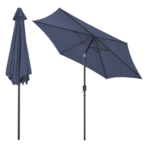 Guarda-sol Altino para terraço exterior com dobradiça de aço Ø 270 x 235 cm - Azul marinho casa.pro