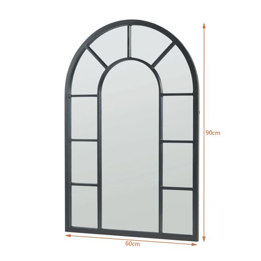 Espelho de parede Enonkoski janela arqueada MDF 90x60cm - Preto en.casa