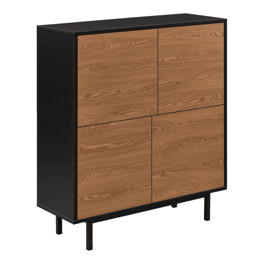 Cómoda Gnosjö 4 portas de armário Tecnologia Push-Open 93 x 80 x 30 cm aglomerado pretoefeito madeira, tom escuro en.casa