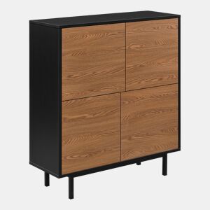 Cómoda Gnosjö 4 portas de armário Tecnologia Push-Open 93 x 80 x 30 cm aglomerado pretoefeito madeira, tom escuro en.casa