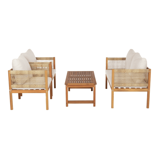 Conjunto de mobiliário de jardim Cannole 4 peças de rotim de acácia - Efeito madeiraBege casa.pro
