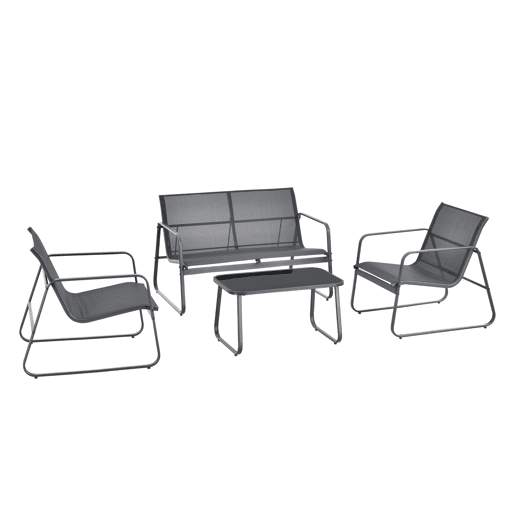 Conjunto de mobiliário de jardim Anzi 4 pcs. açovidro - Cinzento casa.pro