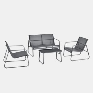 Conjunto de mobiliário de jardim Anzi 4 pcs. açovidro - Cinzento casa.pro