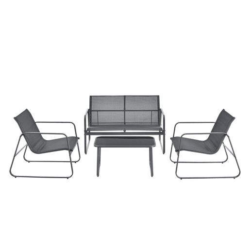 Conjunto de mobiliário de jardim Anzi 4 pcs. açovidro - Cinzento casa.pro