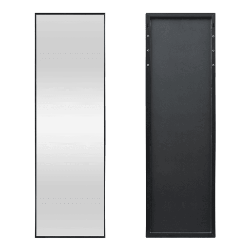 Espelho de porta Lesina com 2 ganchos de alumínio 120x37cm - Preto en.casa