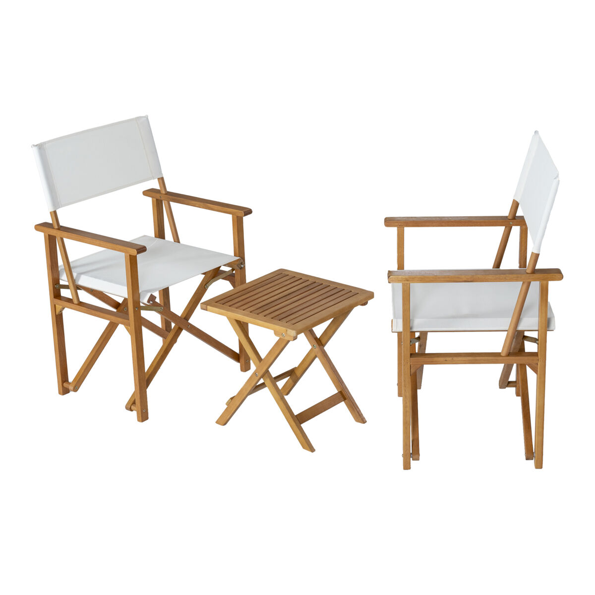 Set de muebles de jardín capistrello 3 piezas eucalipto/lino - blanco [casa.pro]