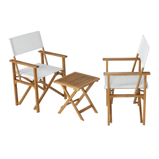 Conjunto de mobiliário de jardim Capistrello 3 pcs. eucaliptolinho - Branco casa.pro