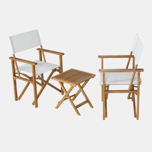 Conjunto de mobiliário de jardim Capistrello 3 pcs. eucaliptolinho - Branco casa.pro