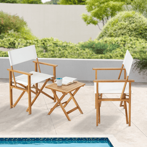 Conjunto de mobiliário de jardim Capistrello 3 pcs. eucaliptolinho - Branco casa.pro