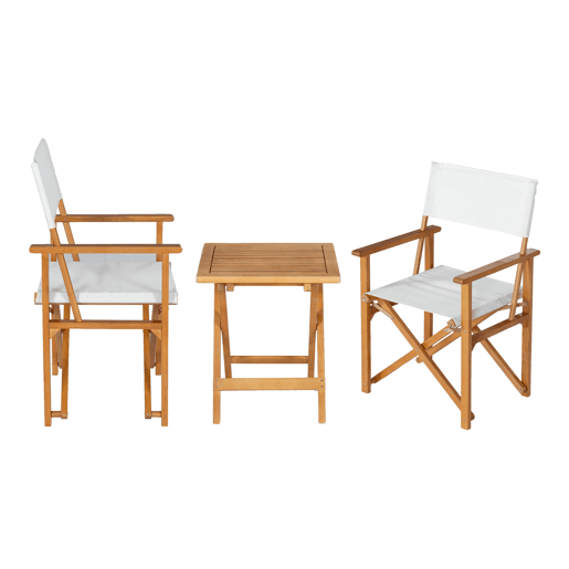 Conjunto de mobiliário de jardim Capistrello 3 pcs. eucaliptolinho - Branco casa.pro