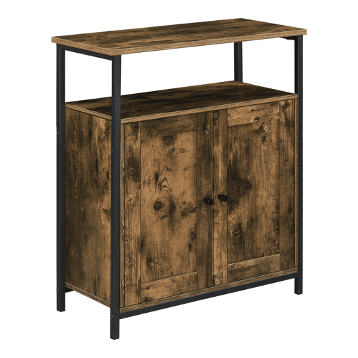 Cómoda Aremark Mesa de cabeceira em fibra  ferro 79 x 60 x 30 cm Efeito madeira tom escuro e preto pt.casa