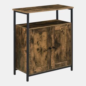 Cómoda Aremark Mesa de cabeceira em fibra  ferro 79 x 60 x 30 cm Efeito madeira tom escuro e preto pt.casa
