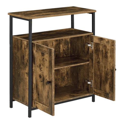 Cómoda Aremark Mesa de cabeceira em fibra  ferro 79 x 60 x 30 cm Efeito madeira tom escuro e preto pt.casa