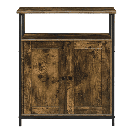 Cómoda Aremark Mesa de cabeceira em fibra  ferro 79 x 60 x 30 cm Efeito madeira tom escuro e preto pt.casa