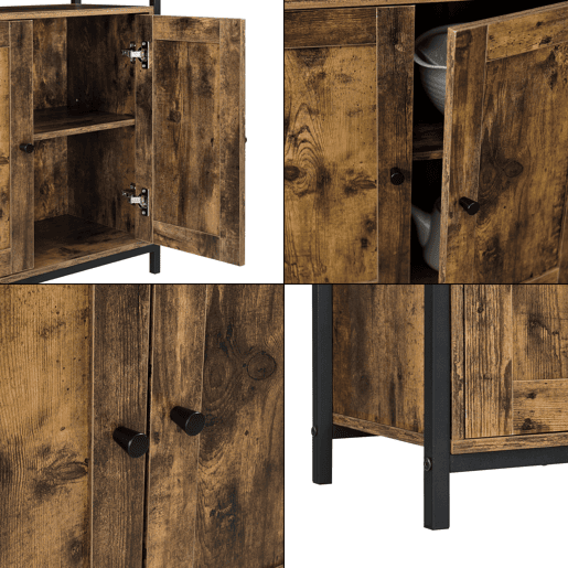 Cómoda Aremark Mesa de cabeceira em fibra  ferro 79 x 60 x 30 cm Efeito madeira tom escuro e preto pt.casa