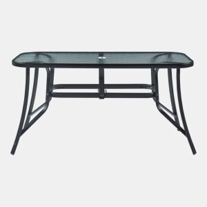 Conjunto de mobiliário de jardim Aradeo 7 pcs. açovidro - Preto casa.pro