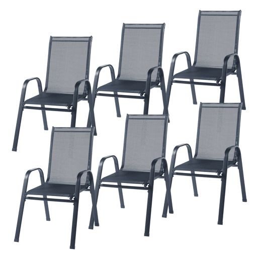 Conjunto de mobiliário de jardim Aradeo 7 pcs. açovidro - Preto casa.pro
