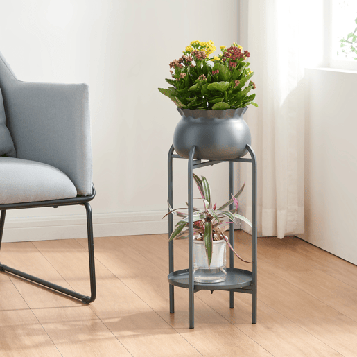 Suporte para plantas Altena 2 níveis metal 81x40x40cm - Preto en.casa Suporte para plantas Altena 2 níveis metal 81x40x40cm - Preto en.casa