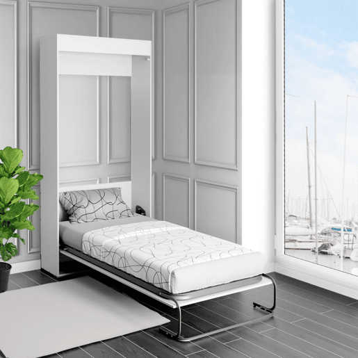 Cama dobrável vertical aglomerado branco 90x190cm
