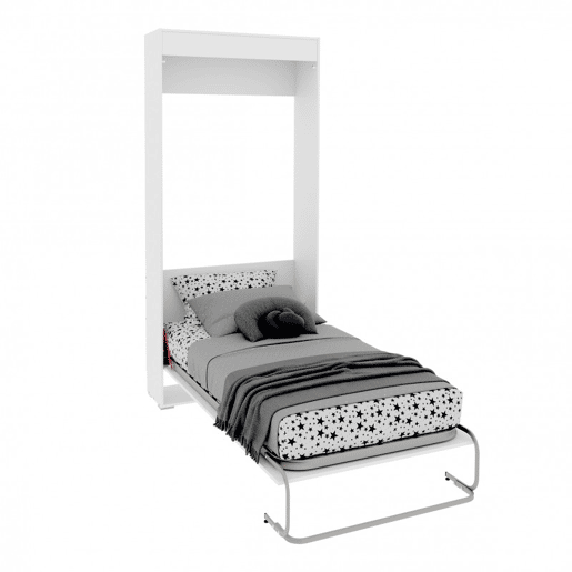 Cama dobrável vertical aglomerado branco 90x190cm