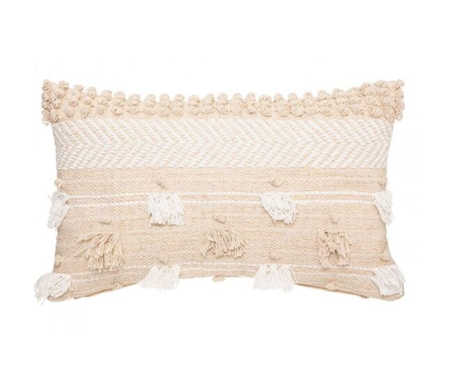 Cojín de algodón beige 30x50x15cm