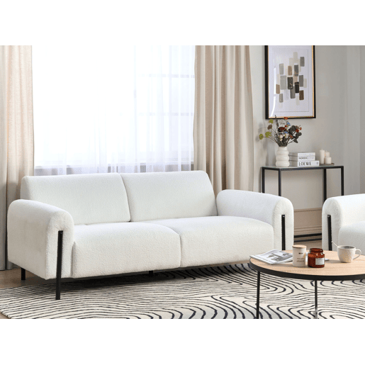 Beliani Sofá de 3 lugares Bouclé ASKIM Beliani Sofá de 3 lugares Bouclé ASKIM