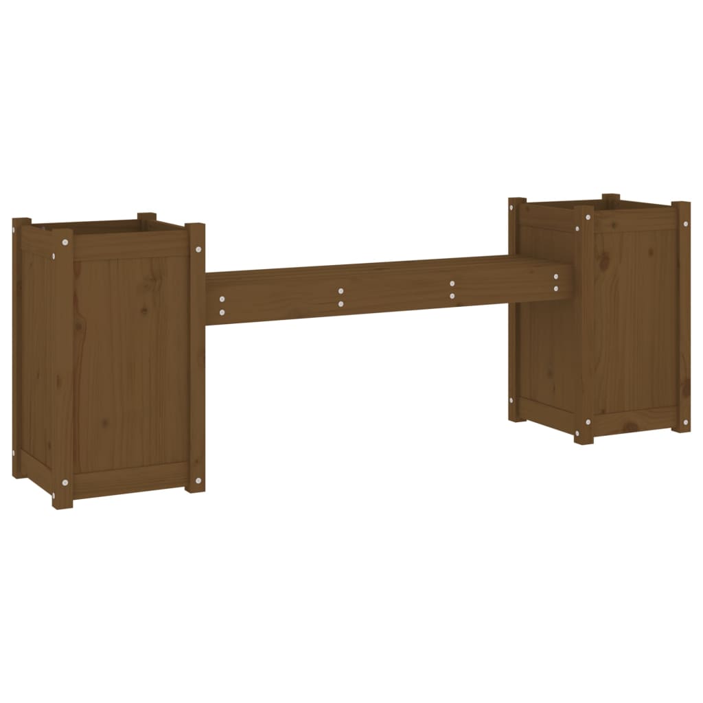 Vidaxl banco con jardineras madera maciza pino marrón miel 180x36x63cm