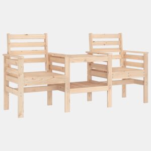 vidaXL Banco de jardim 2 lugares com mesa pinho maciço