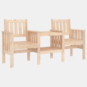 vidaXL Banco de jardim 2 lugares com mesa pinho maciço