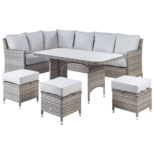 Conjunto de jardim com mesa e repousa-pés 9 lugares LACONA à direita Cinzento claro