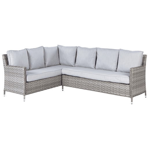 Conjunto de jardim com mesa e repousa-pés 9 lugares LACONA à direita Cinzento claro