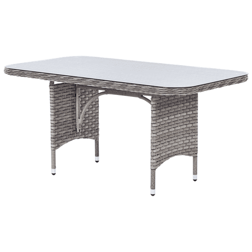 Conjunto de jardim com mesa e repousa-pés 9 lugares LACONA à direita Cinzento claro