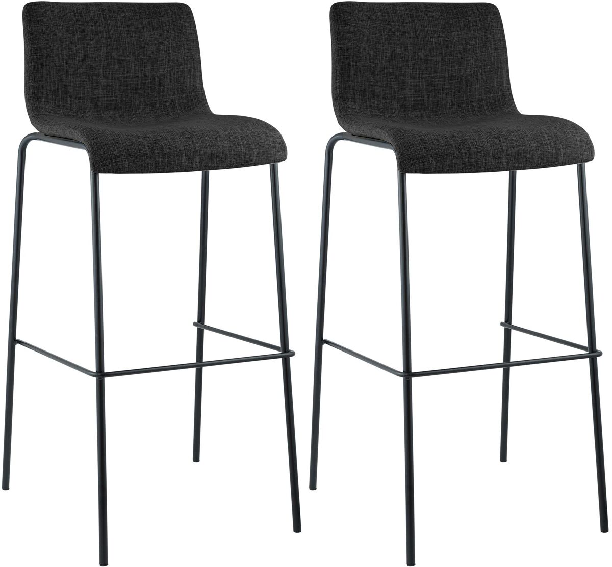 Juego de 2 taburetes de bar hover, tela, base de cuatro patas gris oscuro 48x43x100 cm