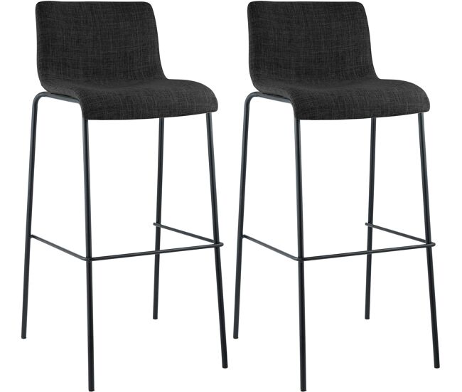 Juego de 2 taburetes de bar hover, tela, base de cuatro patas gris oscuro 48x43x100 cm