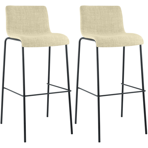 Juego de 2 taburetes de bar Hover, tela, base de cuatro patas Crema 48X43X100 cm