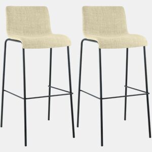 Juego de 2 taburetes de bar Hover, tela, base de cuatro patas Crema 48X43X100 cm