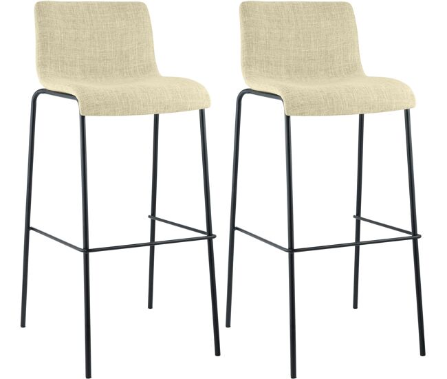 Juego de 2 taburetes de bar hover, tela, base de cuatro patas crema 48x43x100 cm