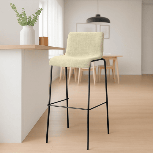 Juego de 2 taburetes de bar Hover, tela, base de cuatro patas Crema 48X43X100 cm