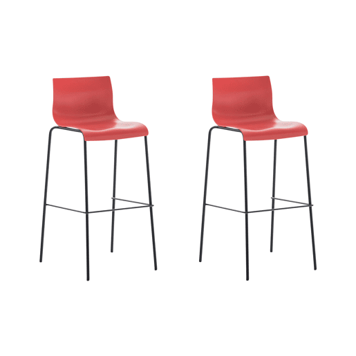 Pack de 2 Taburetes de Bar Hover de Plástico Rojo 48X43X100 cm Pack de 2 Taburetes de Bar Hover de Plástico Rojo 48X43X100 cm