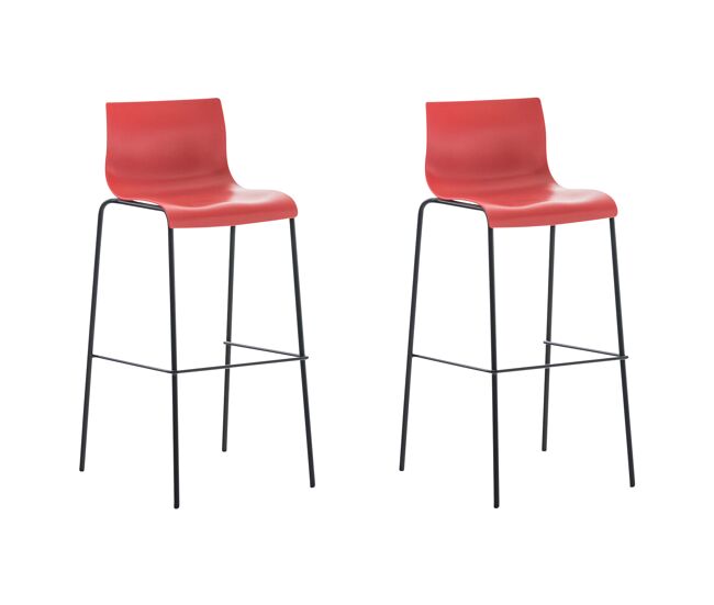 Pack de 2 taburetes de bar hover de plástico rojo 48x43x100 cm