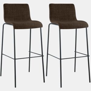 Juego de 2 taburetes de bar Hover, tela, base de cuatro patas Marrón 48X43X100 cm