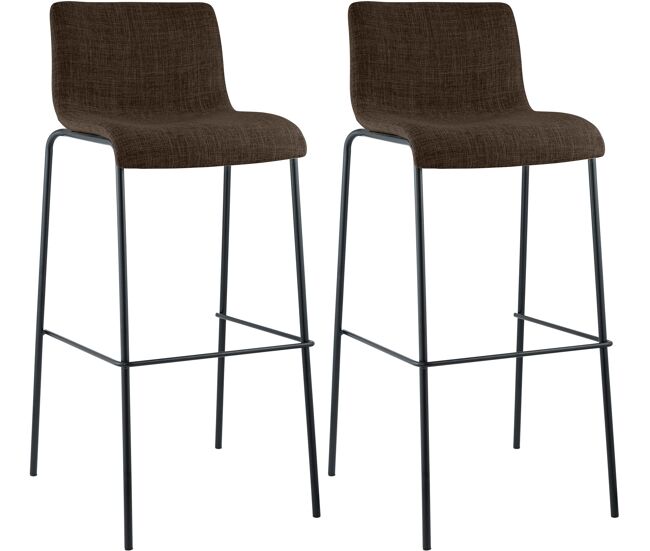 Juego de 2 taburetes de bar hover, tela, base de cuatro patas marrón 48x43x100 cm