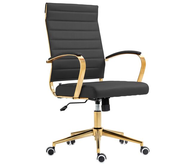 Silla de oficina havanna en polipiel simil cuero negro 59x57x99 cm