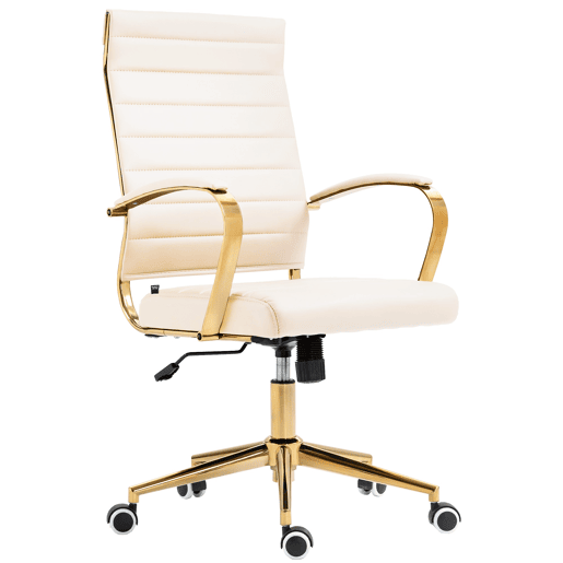 Silla de oficina Havanna en polipiel Simil cuero Crema 59X57X99 cm