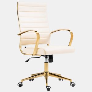 Silla de oficina Havanna en polipiel Simil cuero Crema 59X57X99 cm