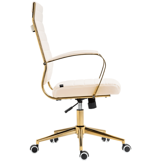 Silla de oficina Havanna en polipiel Simil cuero Crema 59X57X99 cm
